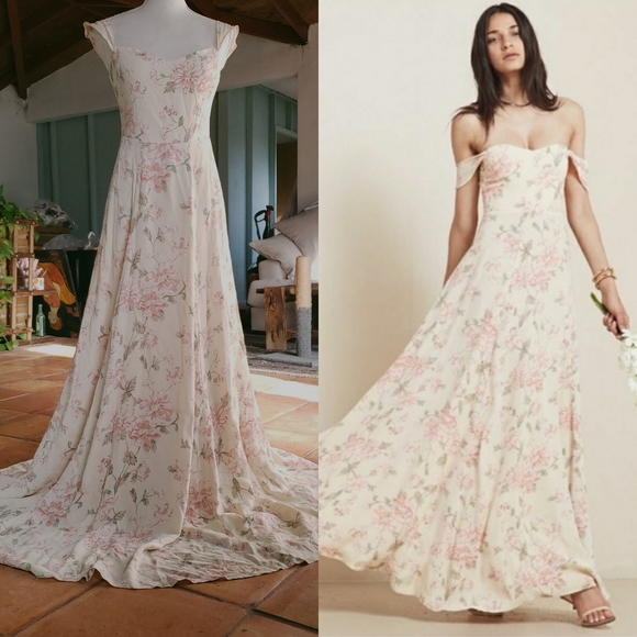 Reformation Dresses & Skirts - Reformation Constance Edith Print Crepe Sweetheart Neckline Maxi Dress